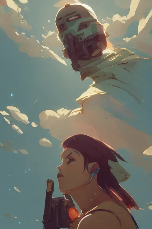 Image similar to looking up into the sky i see an anxious reflection of myself behance hd artstation by jesper ejsing, by rhads, makoto shinkai and lois van baarle, ilya kuvshinov, ossdraws, that looks like it is from borderlands and by feng zhu and loish and laurie greasley, victo ngai, andreas rocha