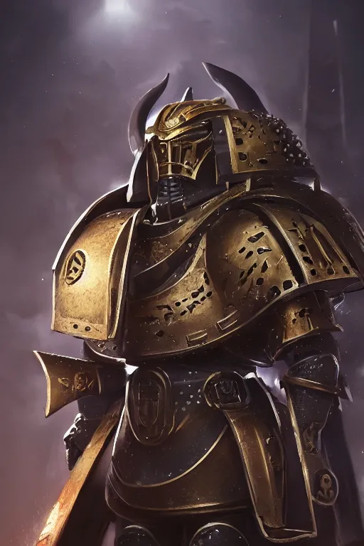 Image similar to armor portrait heros warhammer 4 0 k horus heresy fanart - the primarchs emperor by johannes helgeson animated with vfx concept artist & illustrator global illumination ray tracing hdr fanart arstation zbrush central hardmesh 8 k octane renderer