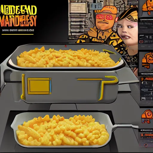 Image similar to Johny dep armored mac n' cheese, cyberpunk, cad vision