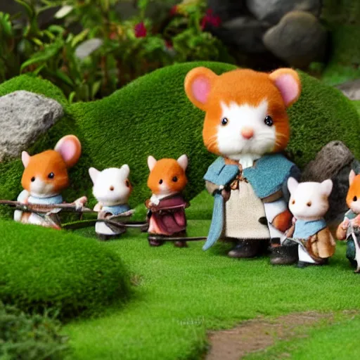 Image similar to lord of the rings calico critters in front of bilbo baggins house