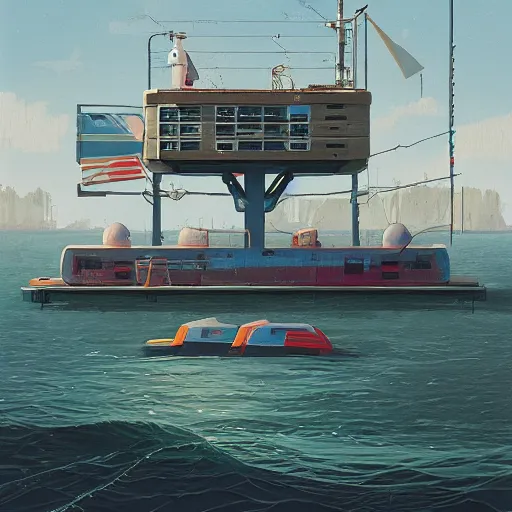 Image similar to yachting club by simon stalenhag