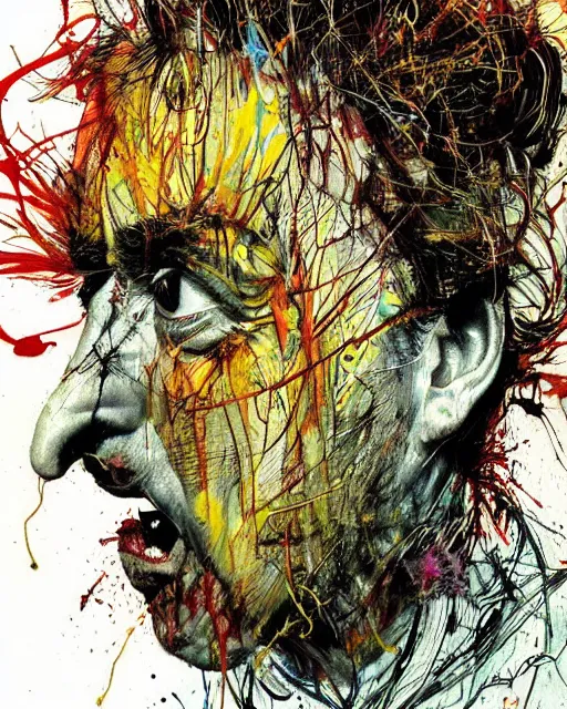 Prompt: Portrait of an angry man screaming by Francis Bacon, Carne Griffiths and Ralph Steadman