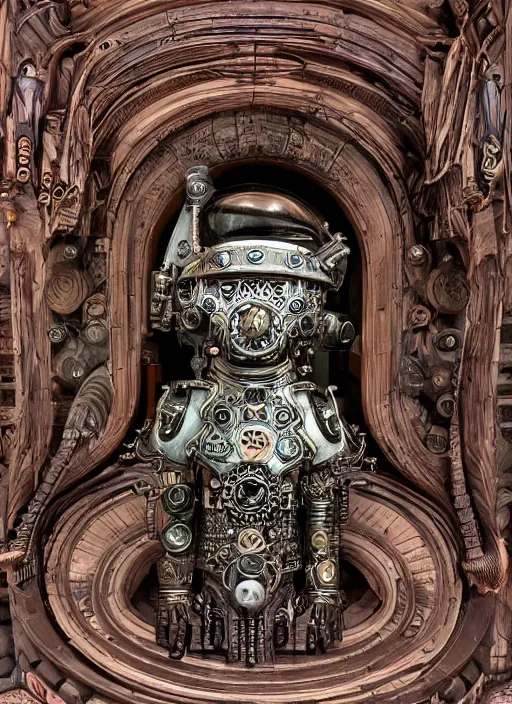 Prompt: steampunk ceramic influencer designed by h. r. giger, great hall, architecture, painted by moebius and jean - michel charlier, colorful, extremely detailed faces, intricate linework, smooth, super sharp focus, colorful, high contrast, matte