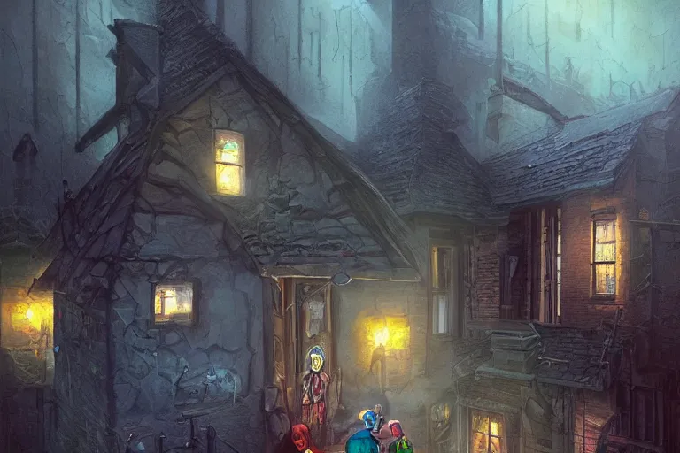 Image similar to drow house captain cursed by the medicine, painted by paul youll and marc simonetti, trending on artstation, dramatic lighting isometric view street art, crayon art, tilt - shift, final, remodernism