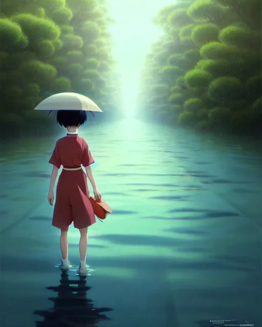 photo of chihiro from spirited away walking along | Stable Diffusion