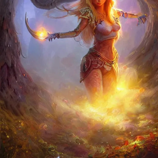 Image similar to lisa kudrow, mushroom kingdom, fantasy character portrait, concept art, sorceress, magical aura, bright, interesting angle, intricate details, highly detailed by greg rutkowski, gaston bussiere, simon bisley