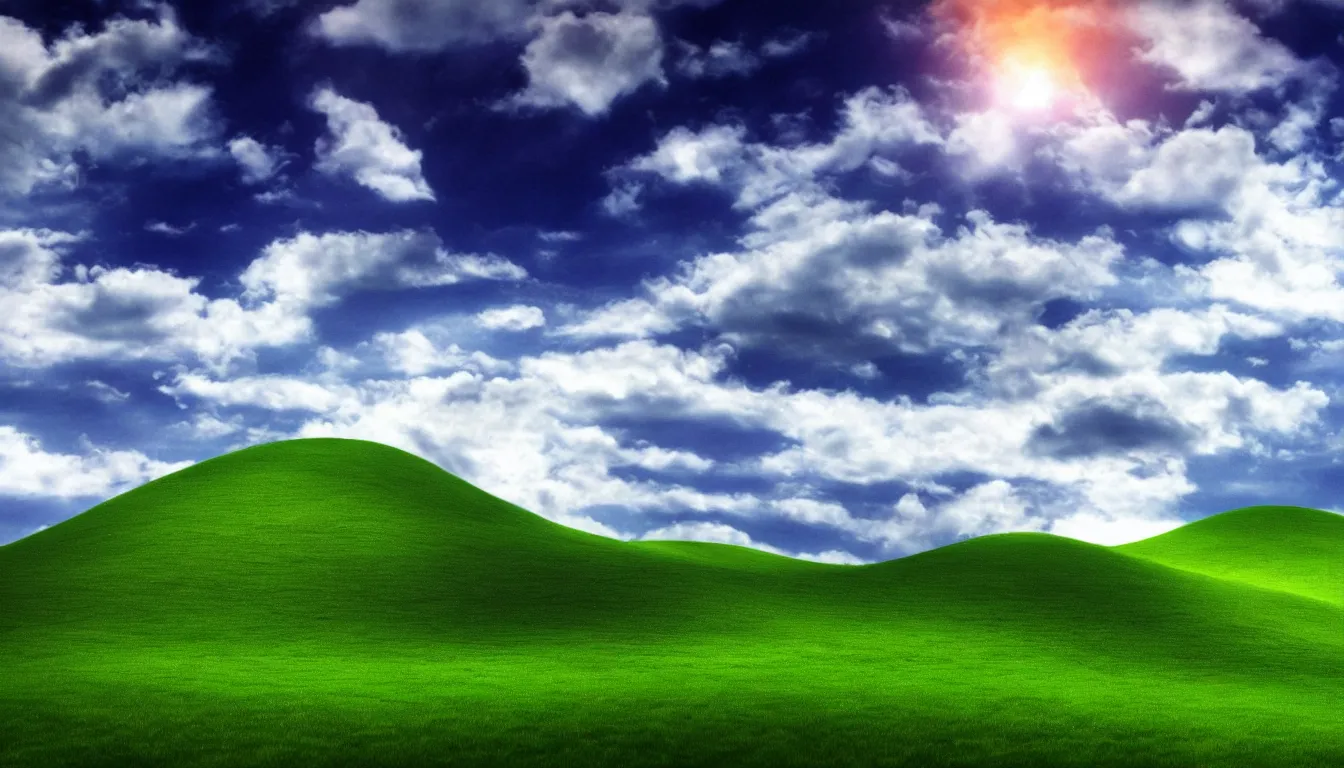 Image similar to Ethereum themed Windows XP desktop wallpaper, cinematic