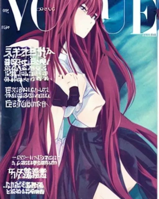 Image similar to anime girl on the cover of vogue wearing balenciaga, ufo table,