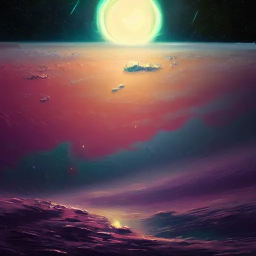 Image similar to a detailed painting of a marble - like earth - like planet floating in space in a sea of colorful sea of stars, by alena aenami, petros afshar and greg rutkowski trending on artstation, deviantart, planet, clouds, earth, exoplanet, stars