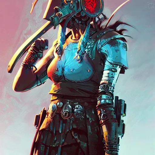 Image similar to cyberpunk viking helmet mask warrior goddess robot ninja fantasy, art gta 5 cover, official fanart behance hd artstation by jesper ejsing, by rhads, makoto shinkai and lois van baarle, ilya kuvshinov, ossdraws