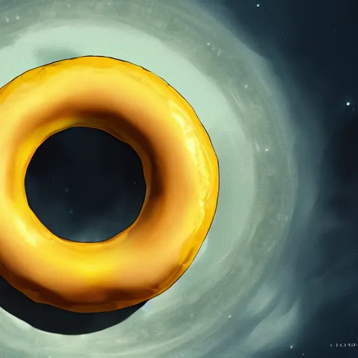 Image similar to The mighty donut, yellow aura, celestial, divine, Artstation