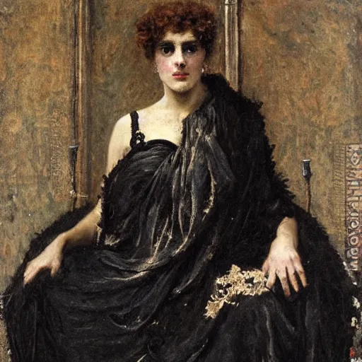 Prompt: portrait of persephone as goddess of death, by alfred stevens
