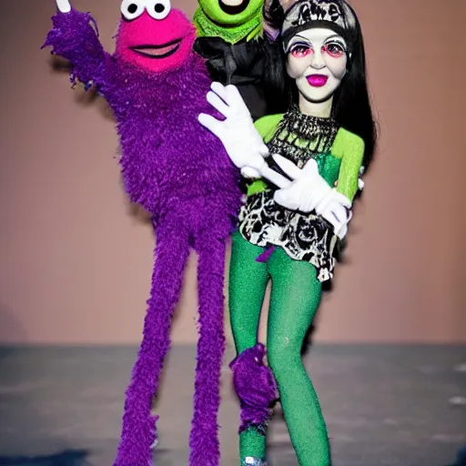 Prompt: greasepunk prying anna sui as a muppet