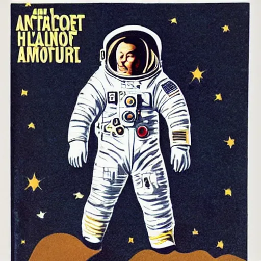 Image similar to astronaut full body portrait, Vintage Magazine Illustration