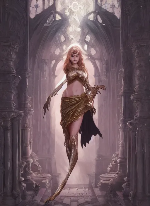 Prompt: byzantine gothic aphrodite goddess, highly detailed, digital painting, trending on artstation, concept art, sharp focus, illustration, art by artgerm and greg rutkowski and magali villeneuve