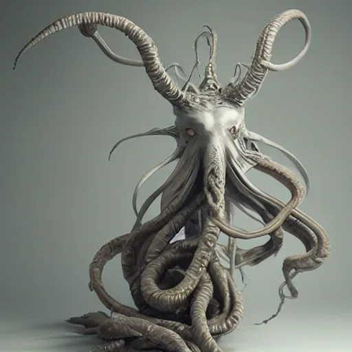 Image similar to angelarium, illithid, cthulhu, clay sculpture by ellen jewett