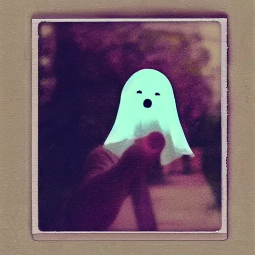 Image similar to adorable ghost polaroid, smol, aesthetic