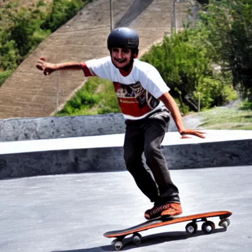 Image similar to francisco franco skateboarding in el valle de los caidos