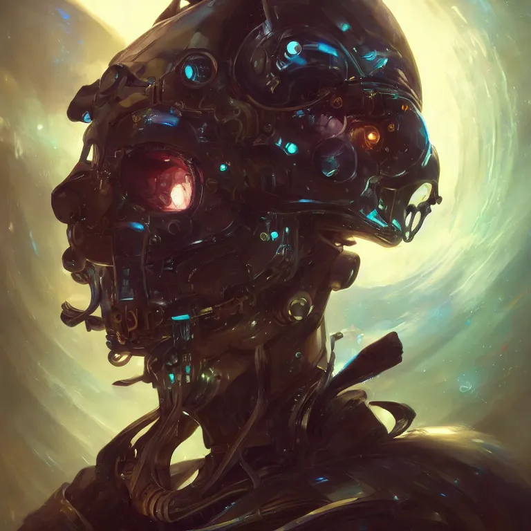 Image similar to a realistic detailed beautiful portrait of a cybernetic space pirate, cyberpunk concept art by pete mohrbacher and wlop and artgerm and josan gonzales, digital art, highly detailed, intricate, sci-fi, sharp focus, Trending on Artstation HQ, deviantart, unreal engine 5, 4K UHD image