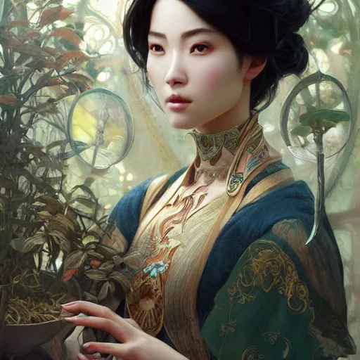 Prompt: beautiful oriental woman, ultra realistic, concept art, intricate details, eerie, highly detailed, photorealistic, octane render, 8 k, unreal engine. art by artgerm and greg rutkowski and alphonse mucha.