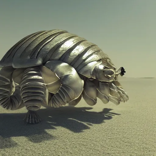 Prompt: cute giant isopod going to school, octane render, cute