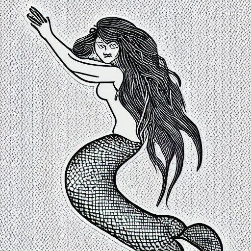 Image similar to a mermaid using a filtering mesh,