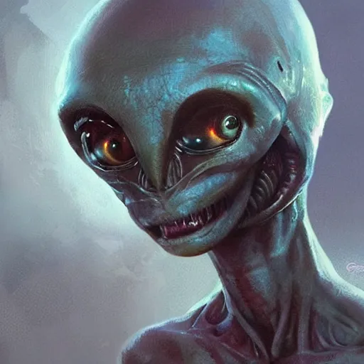 Image similar to baby alien, by greg rutkowski