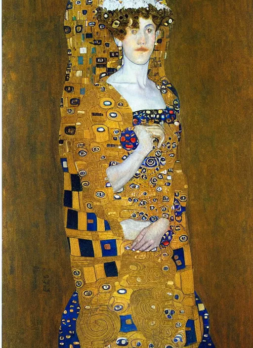 Image similar to a beautiful lady by gustav klimt, art noveau, detailed