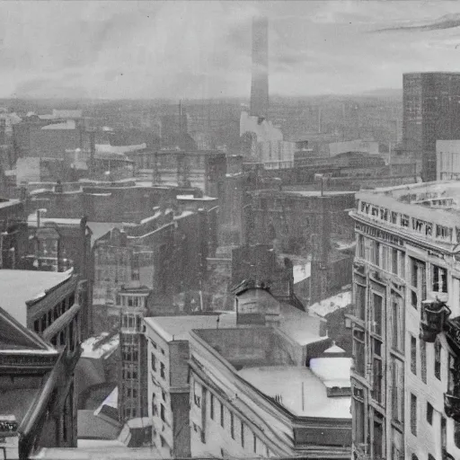 Image similar to balcony view of 1 9 2 5 boston with a broken sky