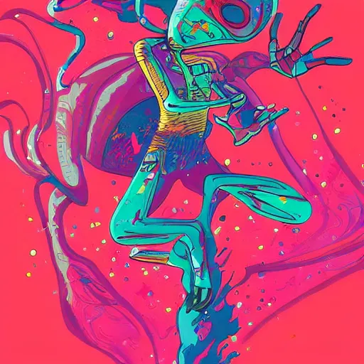 Prompt: alien musician, digital art, fantasy, explosion of color, highly detailed, in the style of jake parker, in the style of conrad roset, swirly vibrant colors, sharp focus - c 1 5. 0