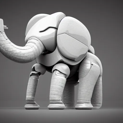 Image similar to white robot elephant, octane render, hd,