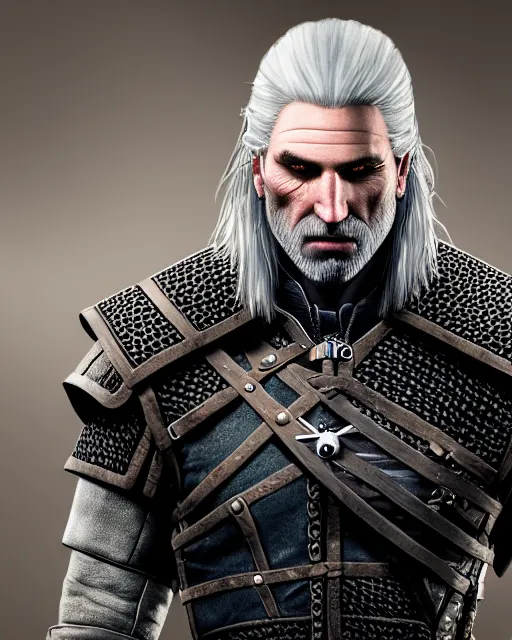 Prompt: an award winning portrait photograph of Geralt of Rivia, DSLR photography