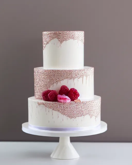 Image similar to elegant quartz raspberry wedding cake dripping fondant, stylized, sparkling, glitter, gilding, ornate, sylvain sarrailh, joongwon jeong