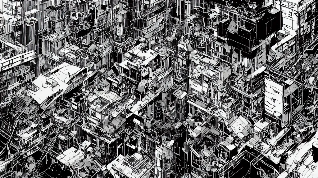 Prompt: very simple, prophet graphic novel, ilya kuvshinov, mcbess, rutkowski, simon roy, roset, kuvshinov, illustration of decrepit cyberpunk arcologies in dystopian megalopolis ruins with spaceship debris floating in space, wide shot, high contrast colors, very anime!!! anime!! intricate details, deep shadows, astrophotography