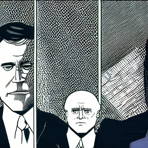 Image similar to juni ito comic book panel of joe biden