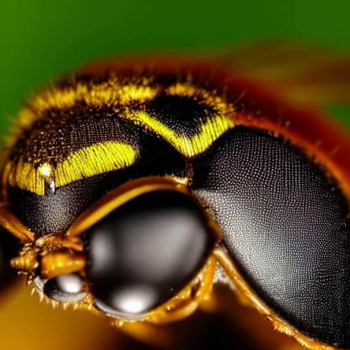 Image similar to closeup of a wasp's head, nature, macro, detailed, lighting
