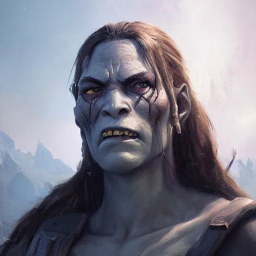 Image similar to portrait of an female orc, Matte painting , detailed painting, greg rutkowski
