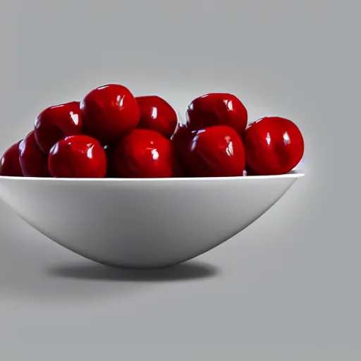 Image similar to artstation digital art a few Maraschino cherries in the bowl on the table,