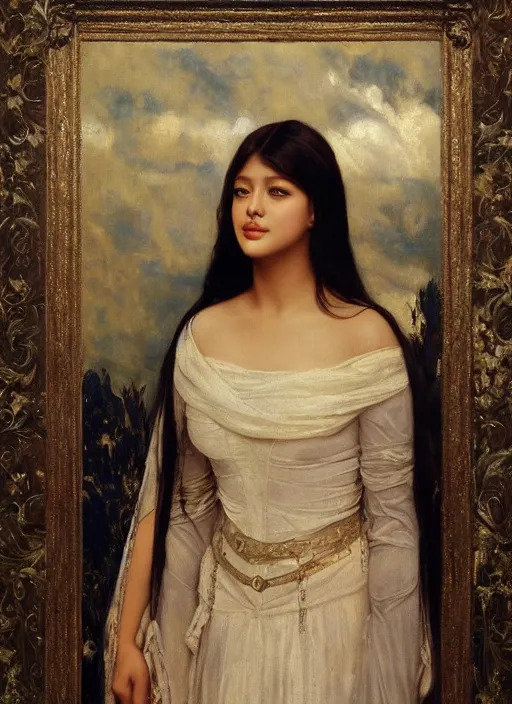 Prompt: a beautiful painting of liza soberano by felix resurreccion hidalgo, pre-raphaelite, detailed, trending on artstation, hd, masterpiece