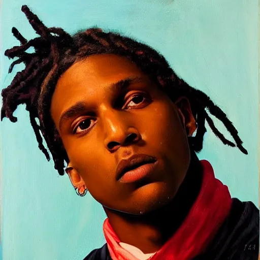 Prompt: asap rocky, oil on canvas, 1883