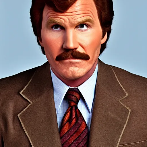 Image similar to Ron Burgundy standing near a lake