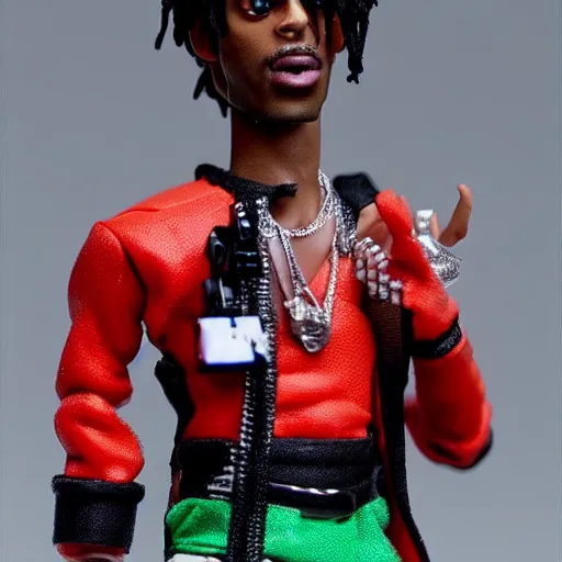 Image similar to playboi carti as an action figure 4 k detailed super realistic