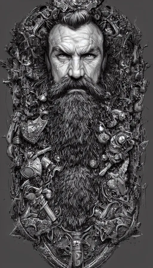 Image similar to the vlacksmith, very strong, muscular, big hammer, anvil, beard, cheeky, fame of thrones, fibonacci, sweat drops, intricate fashion clothing, insane, intricate, highly detailed, surrealistic, digital painting, artstation, concept art, smooth, sharp focus, illustration, Unreal Engine 5, 8K, art by artgerm and greg rutkowski and alphonse mucha