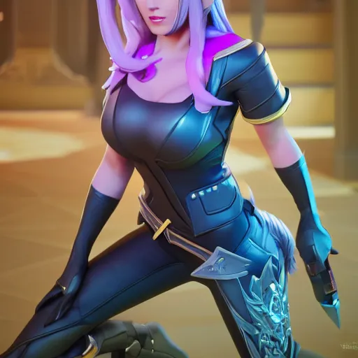 Image similar to still of pretty Ashe (League of Legends) in KDA More music video. 3d render, octane render, game art, realistic, highly detailed, trending on artstation, 4k, trending on artstation, pixar, cgsociety, unreal engine 5, redshift render, trending on artstation, blender, behance, cg