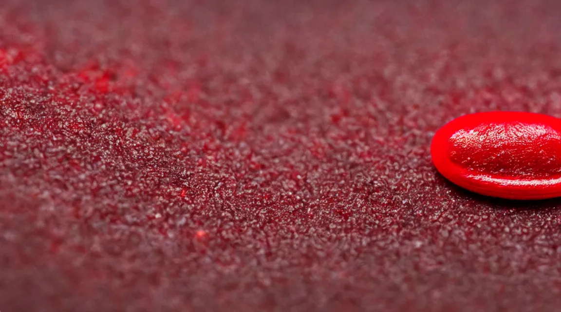 Prompt: macro photograpy of a red pill