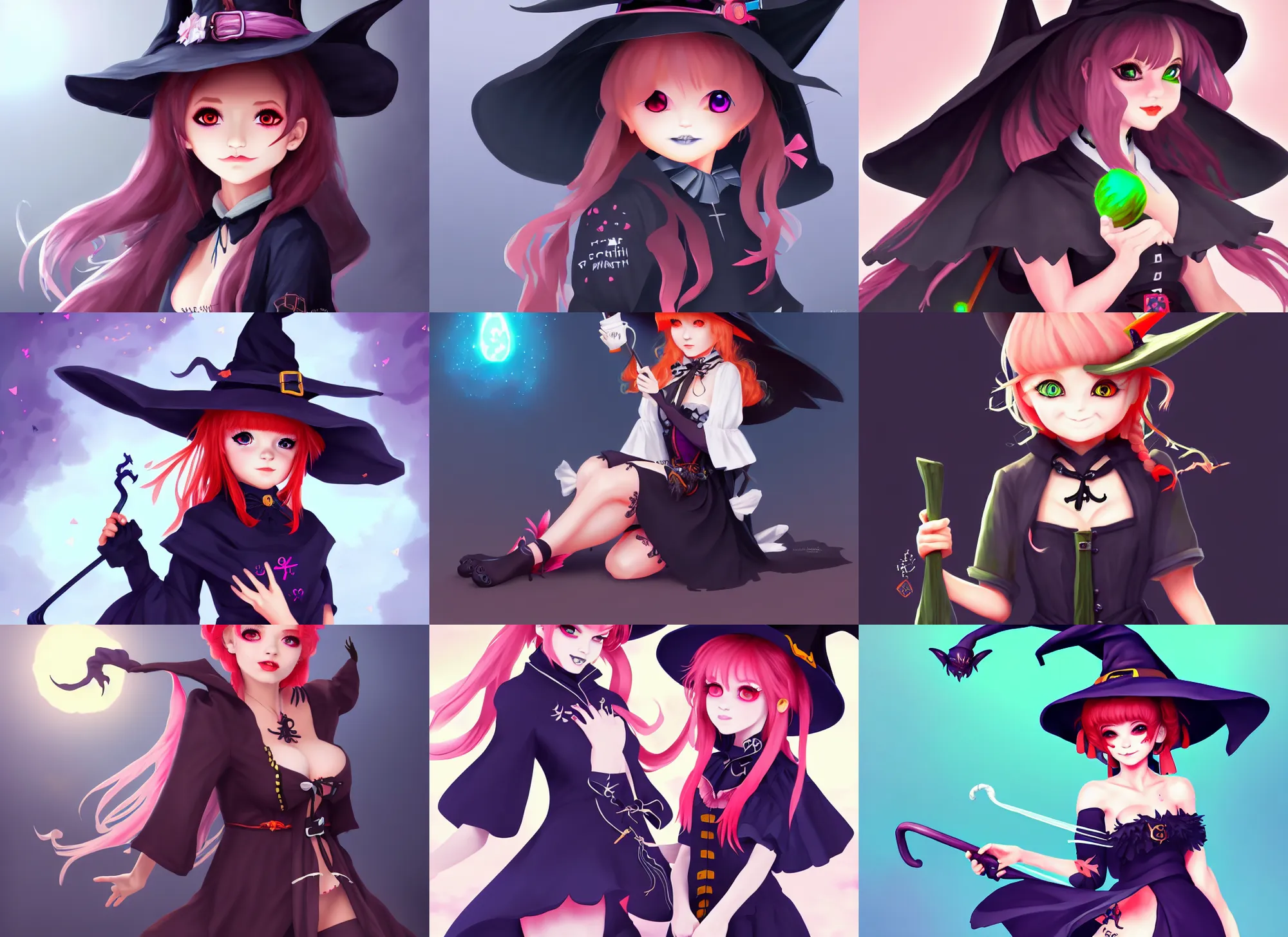 Prompt: cute witch for genshin impact, digital art, trending on artstation, hd, 8 k, highly detailed, good lighting, beautiful, masterpiece