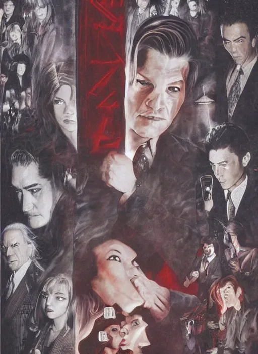 Image similar to twin peaks movie poster art by yumihiko amano