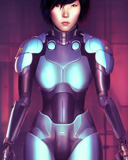 Image similar to weta disney pixar movie still portrait photo of motoko kusanagi the major ghost in the shell as cyborg woman by pixar, by weta, wlop, ilya kuvshinov, rossdraws, artgerm, maxim cover, latex, sweaty, iridescent, bright morning, anime, liosh, mucha