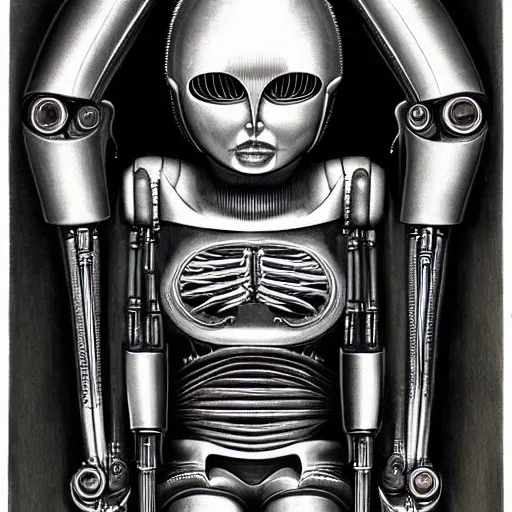 Prompt: robot by h. r. giger