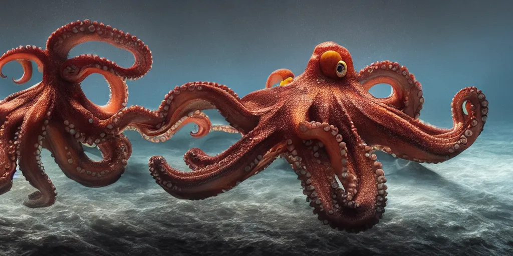 Prompt: octopus in ocean, only one, just one, one octopus, one, superwide angle, light through the mist, dramatic lighting, photorealistic, cinematic lighting, high detail, cinematic feel, high octane, 4 k, unreal engine, digital render, intricate, ultra realistic, concept art, one octopus